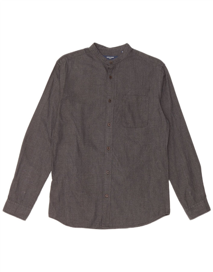 Мужская рубашка Jack & Jones из хлопка среднего серого цвета