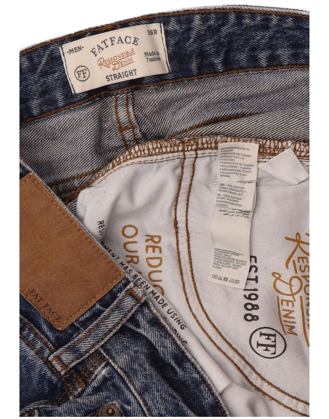 Мужские прямые джинсы Fat Face W36 L32, синий хлопок