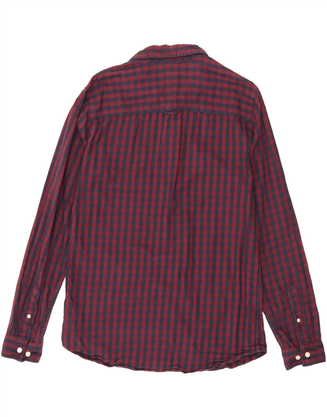 JACK & JONES Mens Flannel Shirt Medium Burgundy Gingham Cotton Vintage Jack & Jones and Second-Hand Jack & Jones from Messina Hembry 