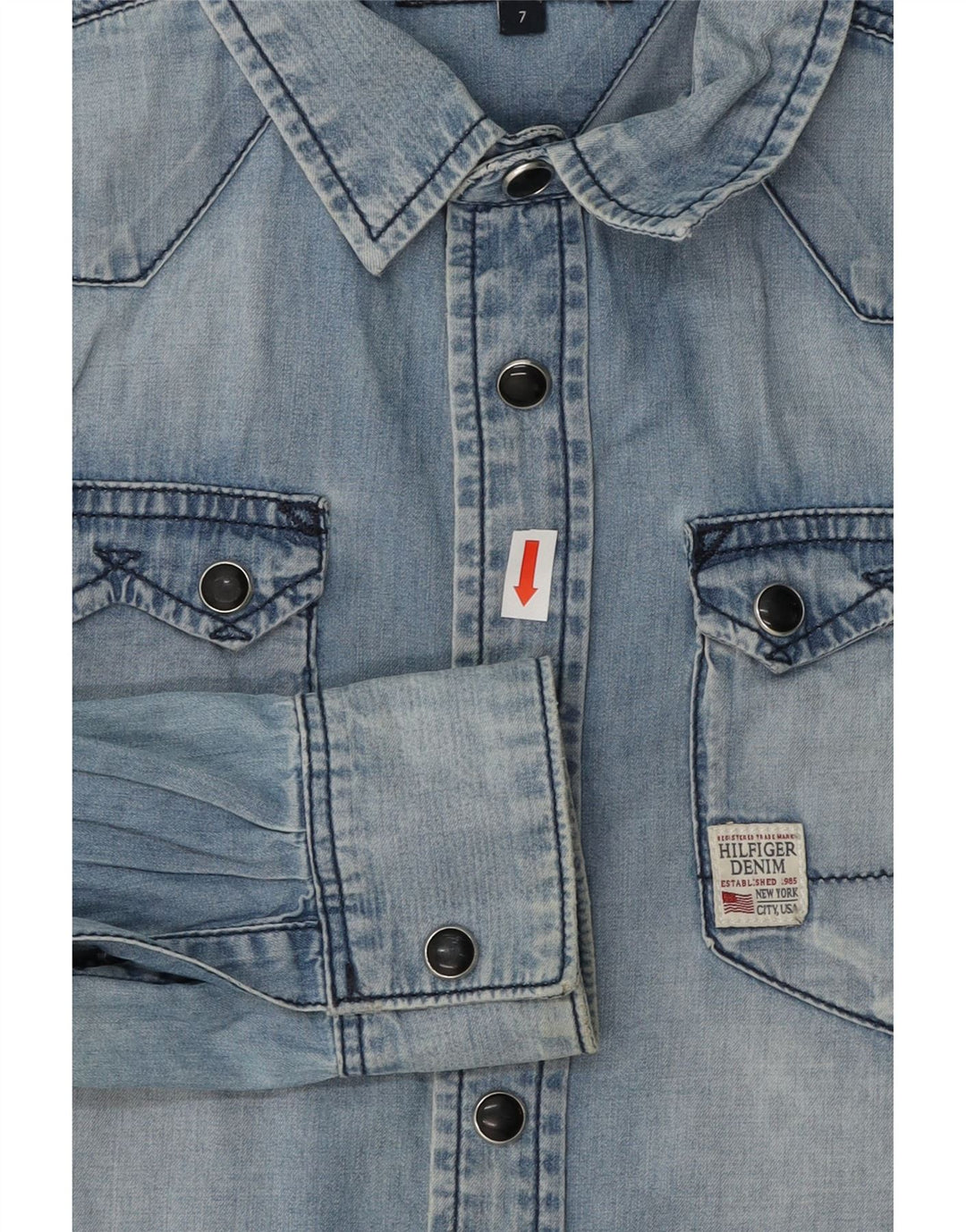 TOMMY HILFIGER Boys Denim Shirt 6-7 Years Blue Cotton Vintage Tommy Hilfiger and Second-Hand Tommy Hilfiger from Messina Hembry 