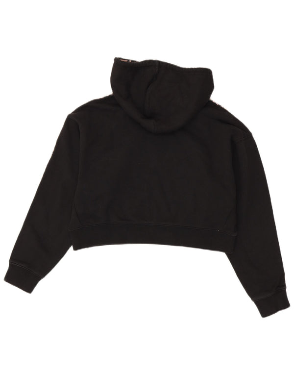 Женский укороченный джемпер с капюшоном Adidas Oversized UK 10, маленький черный с животным принтом