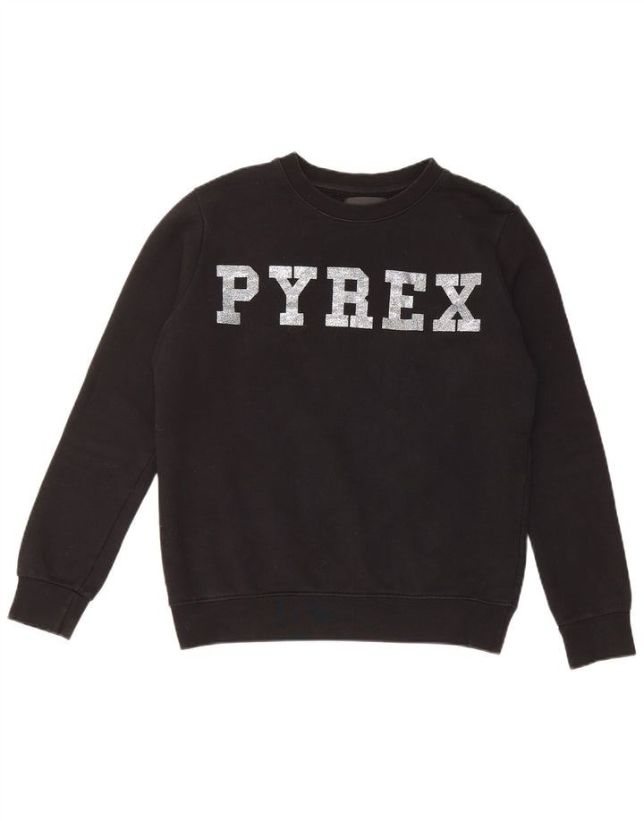 Женский свитер большого размера с рисунком Pyrex, маленький черный хлопковый джемпер, Великобритания, 10 шт.