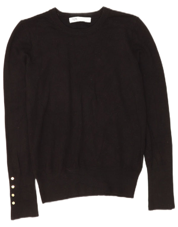 Женский джемпер с круглым вырезом Zara UK 12, средний черный