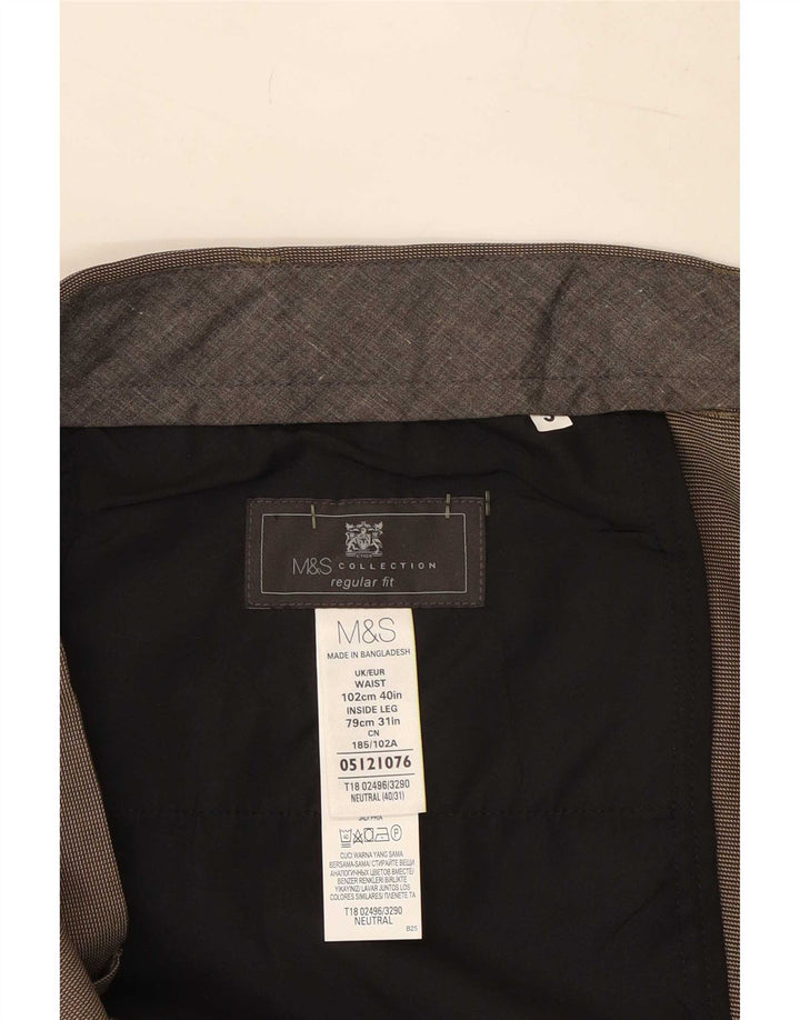 Мужские костюмные брюки классического кроя Marks & Spencer W40 L31 коричневые из полиэстера