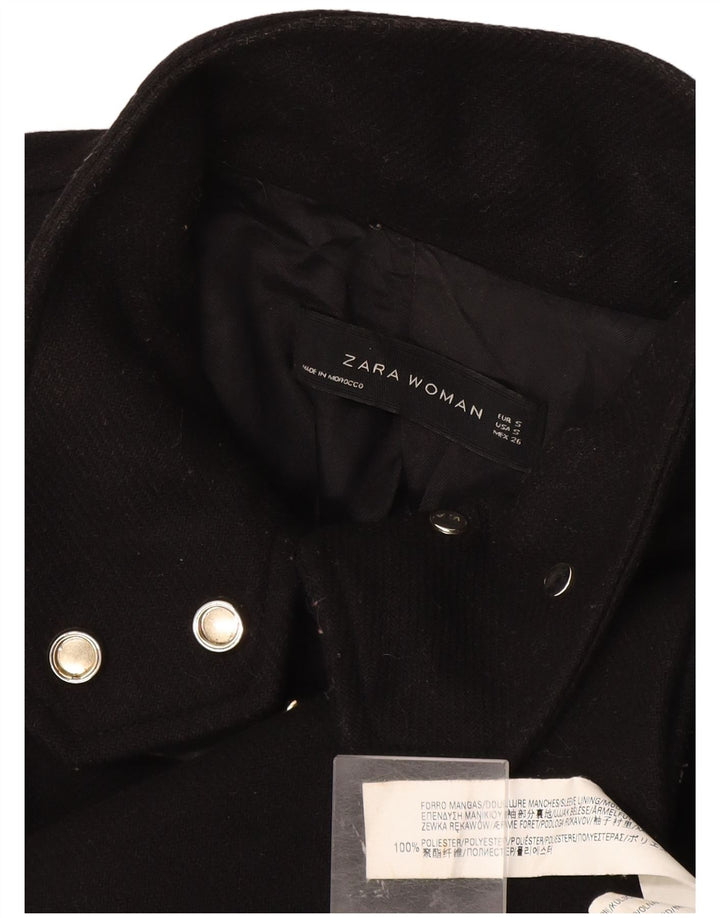 Женское пальто Zara UK 10, маленькое черное полиэстер