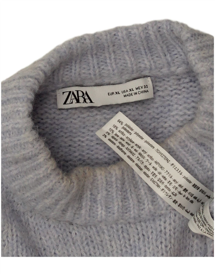 Женский свободный джемпер с круглым вырезом Zara UK 18 XL, синий полиэстер