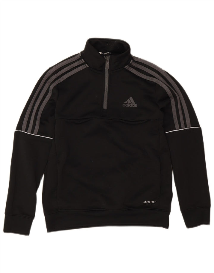 Adidas Boys Aeroready Толстовка с воротником на молнии 9-10 лет, черный полиэстер