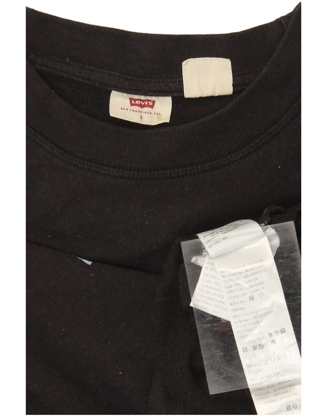 Женский свитер оверсайз с рисунком LEVI'S, размер UK 10, маленький, черный, хлопок