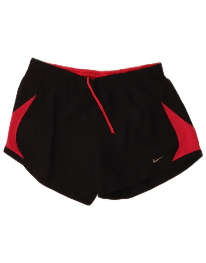 Женские спортивные шорты NIKE UK 14, средние черные, полиэстер с цветными блоками