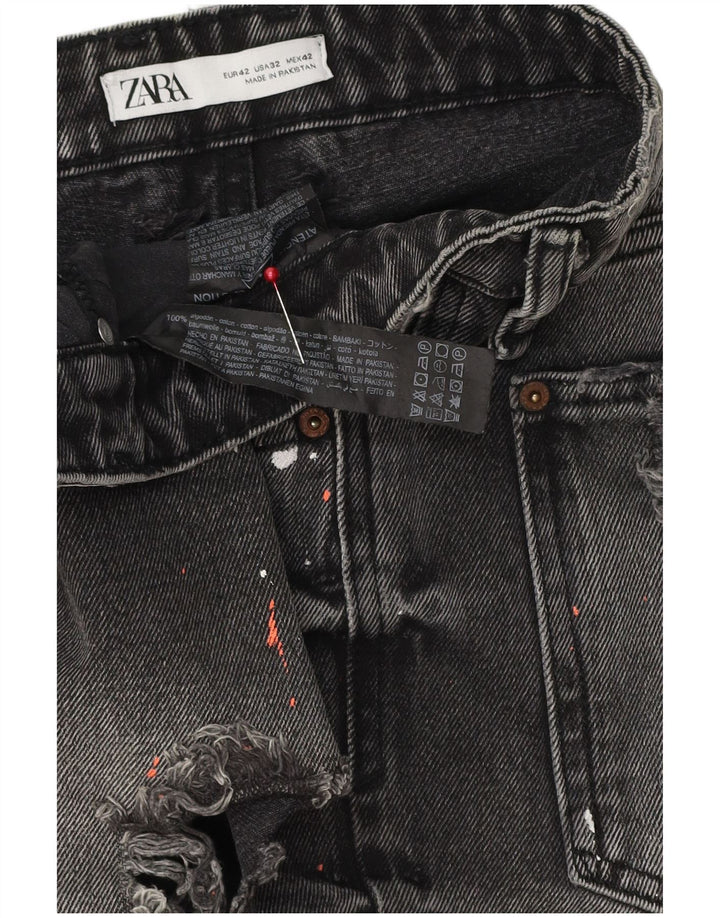 Мужские джинсовые шорты ZARA с потертостями EU 42, большие размеры W32, серый хлопок