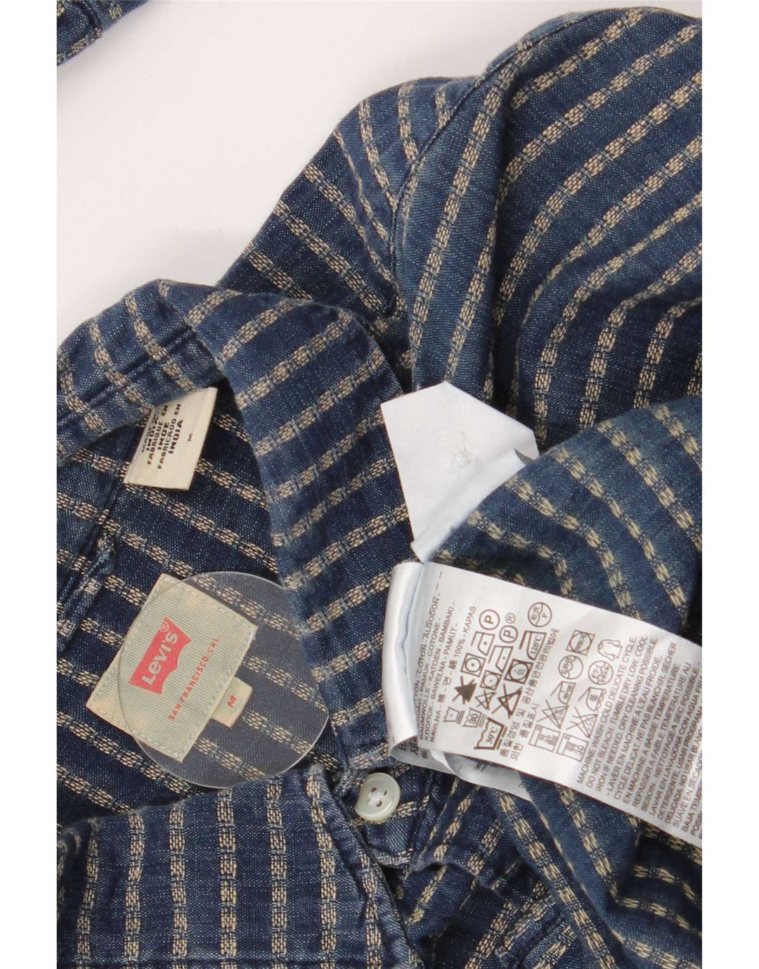 Мужская рубашка Levi's среднего размера, темно-синяя полоска, хлопок