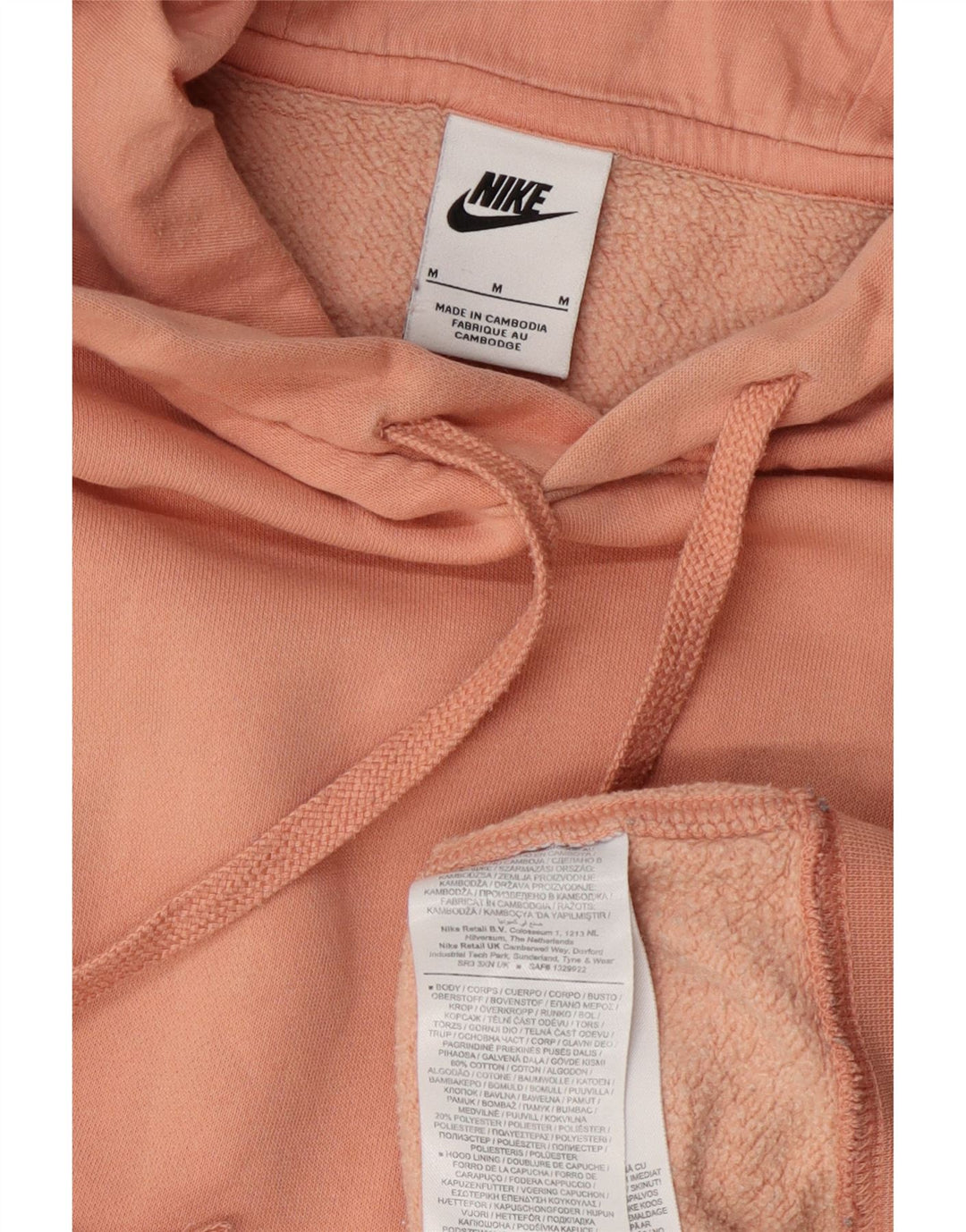 Женский джемпер с капюшоном большого размера Nike UK 14, хлопок среднего розового цвета