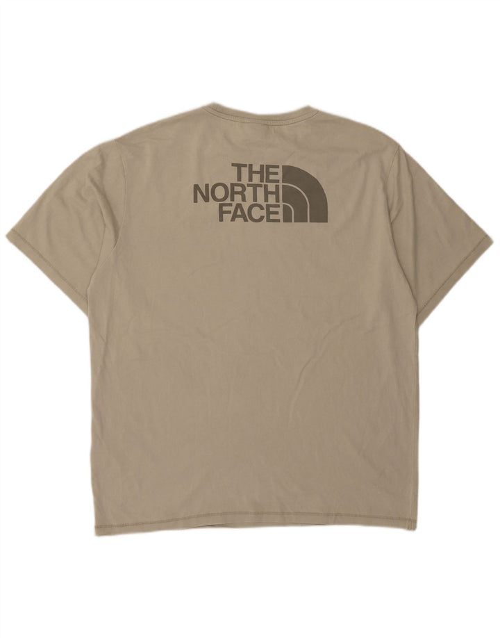 Мужская футболка с рисунком The North Face, хлопковый топ среднего бежевого цвета