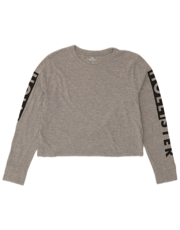 HOLLISTER Женский укороченный топ с длинным рукавом и длинным рукавом UK 6 XS Серый