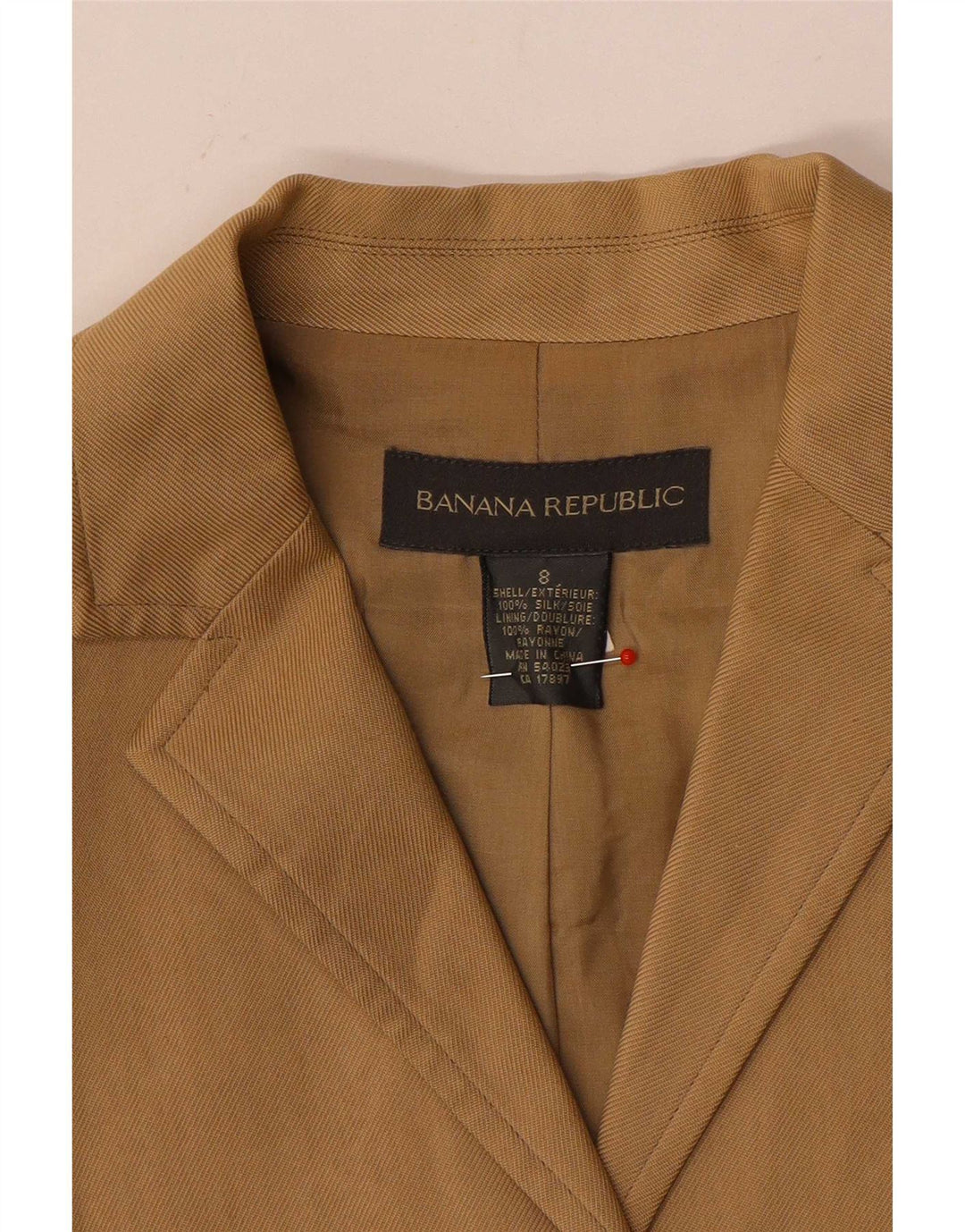 Женский пиджак Banana Republic на 3 пуговицах, Великобритания, 8, маленький, бежевый, шелковый