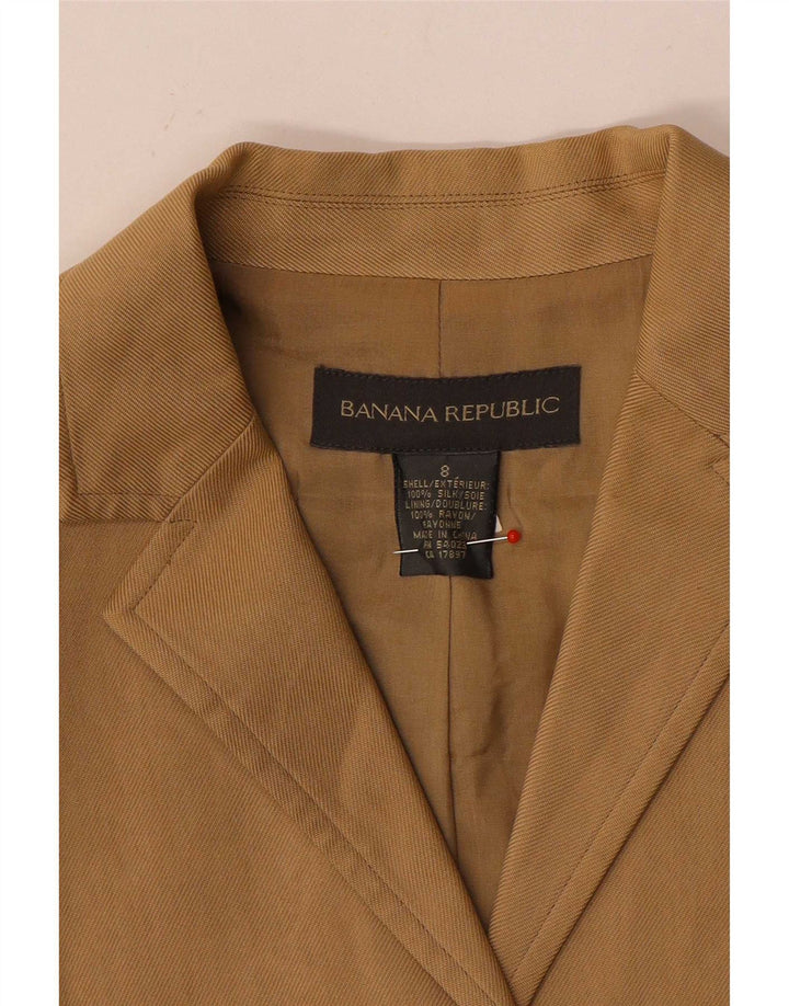 Женский пиджак Banana Republic на 3 пуговицах, Великобритания, 8, маленький, бежевый, шелковый