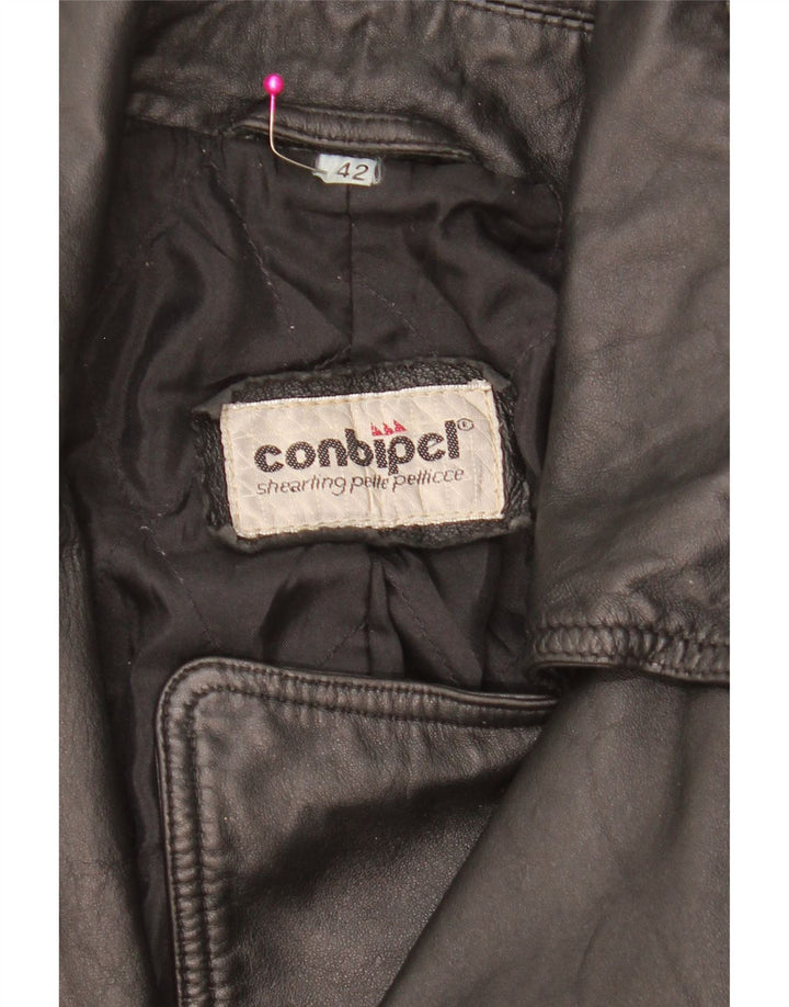 Conbipel Женское кожаное пальто оверсайз IT 42 Medium Black Leather