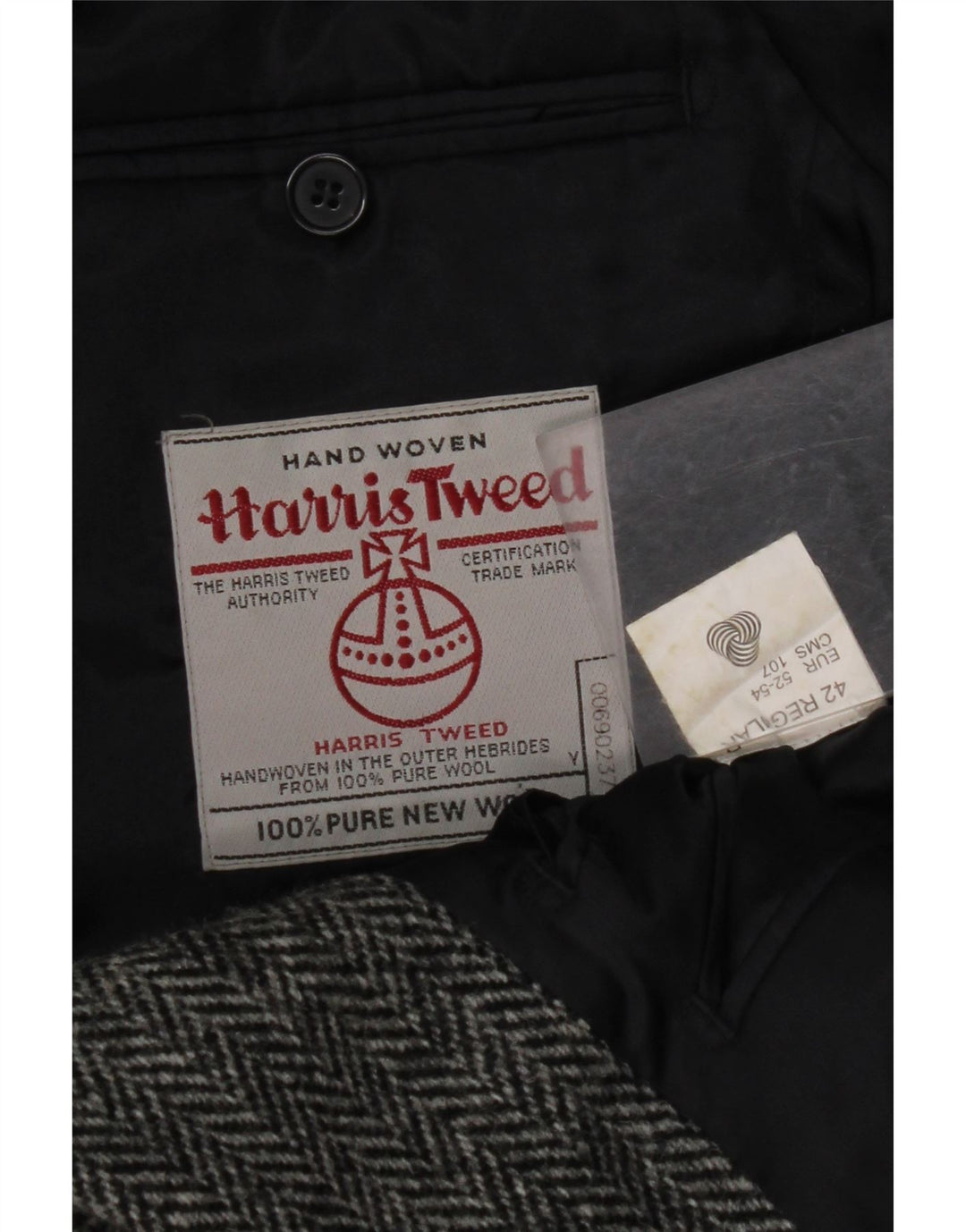 Мужской пиджак HARRIS TWEED стандартного размера 42, большой серый с узором «в елочку»