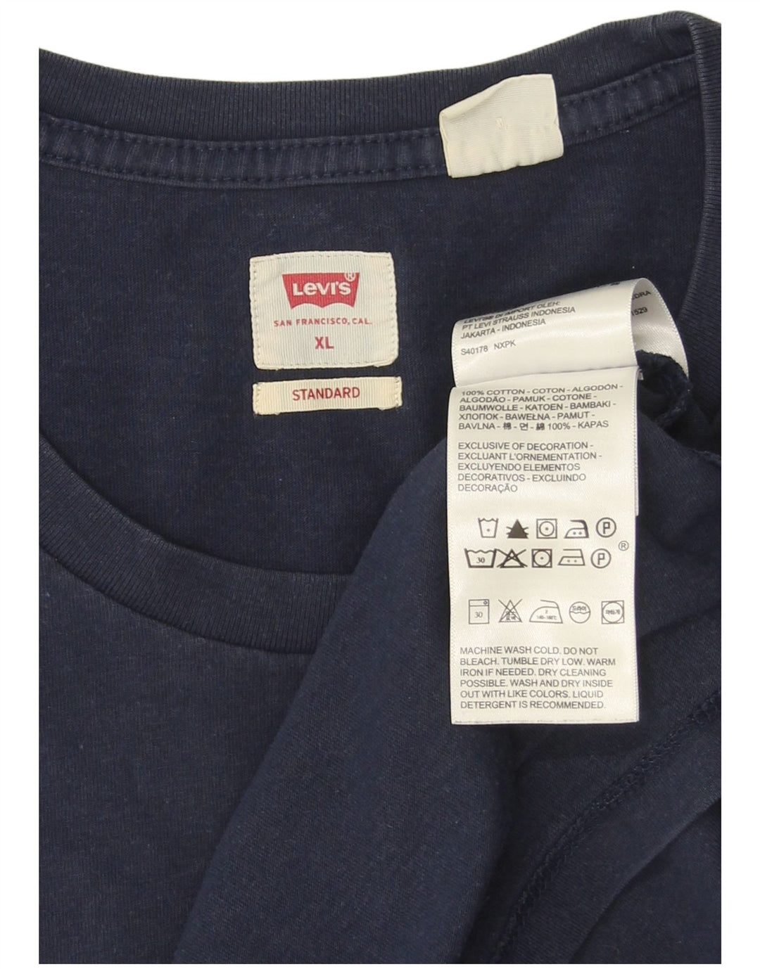 Мужская футболка Levi's Top XL Темно-синяя, хлопок