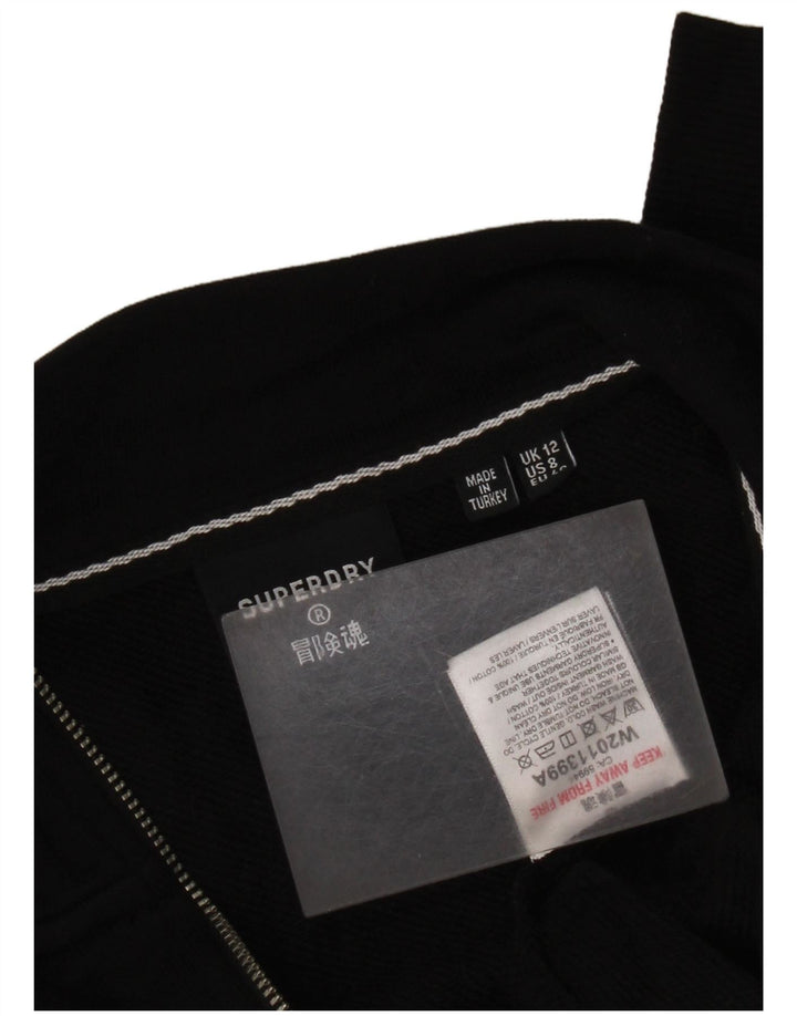 Женский укороченный свитшот на молнии с воротником Superdry, джемпер UK 12, средний черный