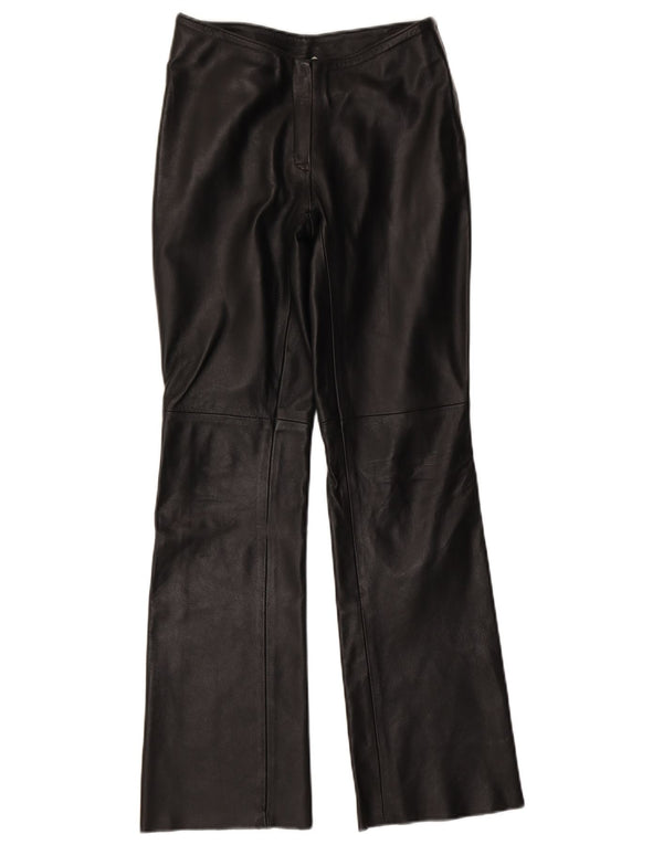 ВИНТАЖНЫЕ женские кожаные брюки UK 10, маленькие W27 L31, черные