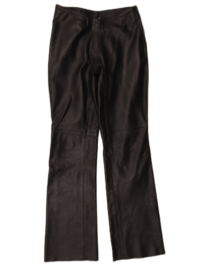 ВИНТАЖНЫЕ женские кожаные брюки UK 10, маленькие W27 L31, черные