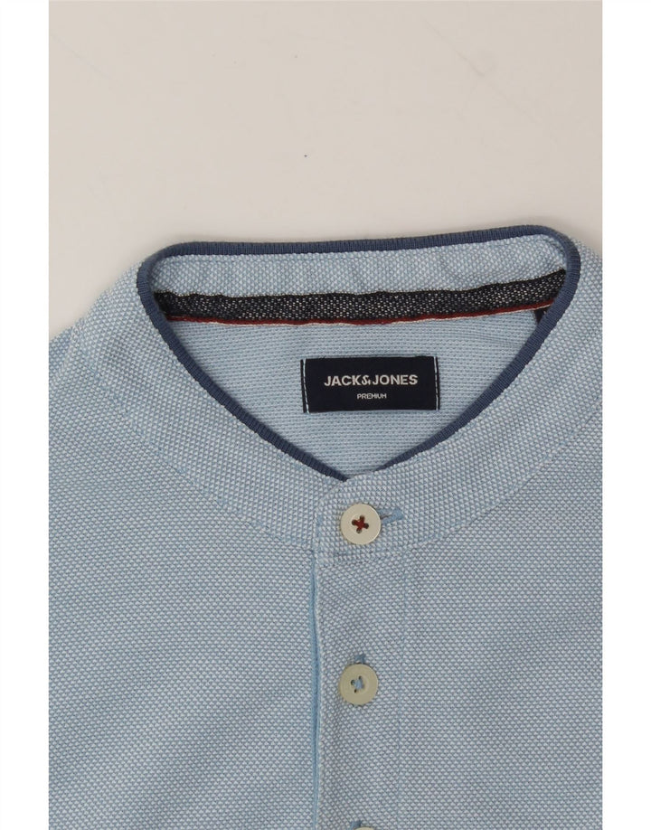 JACK & JONES Mens Premium Polo Shirt Medium Blue Cotton Vintage Jack & Jones and Second-Hand Jack & Jones from Messina Hembry 
