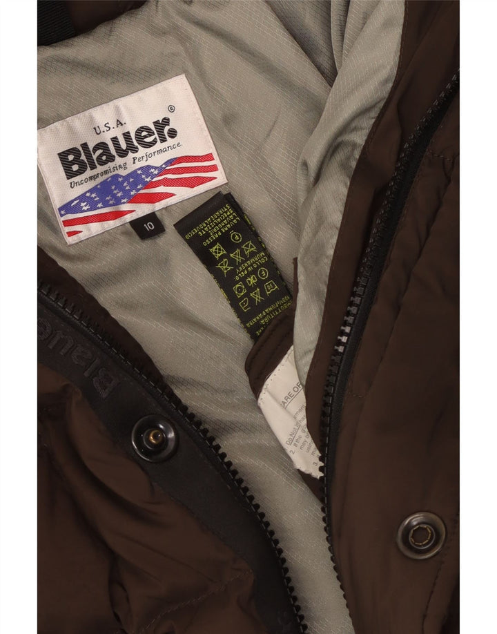 Утепленная куртка Blauer для мальчиков с капюшоном 9-10 лет, коричневый полиэстер