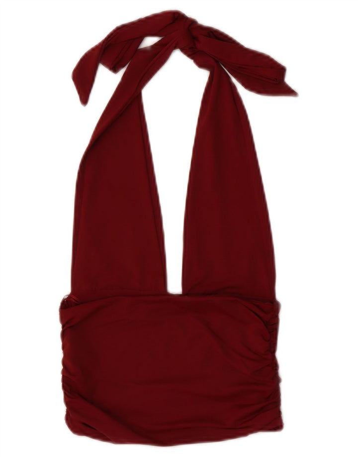 Женский топ с бретелькой Zara UK 8, маленький бордовый, полиамид