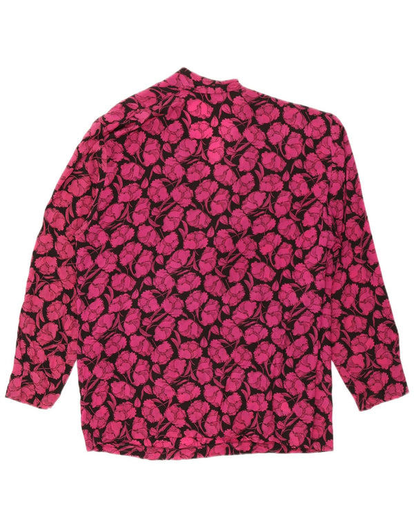ELENA MIRO Женская блузка с длинным рукавом, топ UK 18 XL, розовый цветочный ацетат