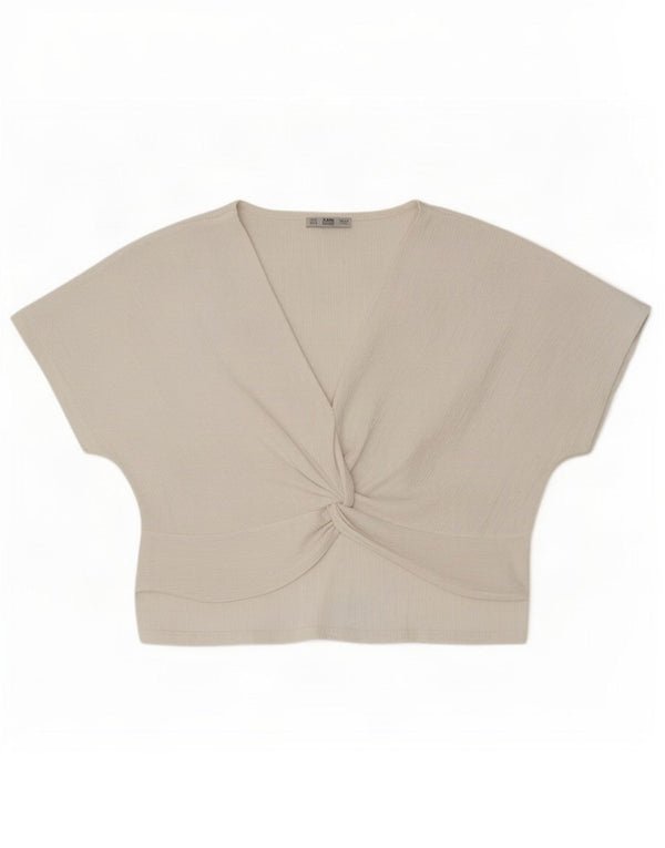 Женская блузка Zara Top UK 14, средний белый полиэстер