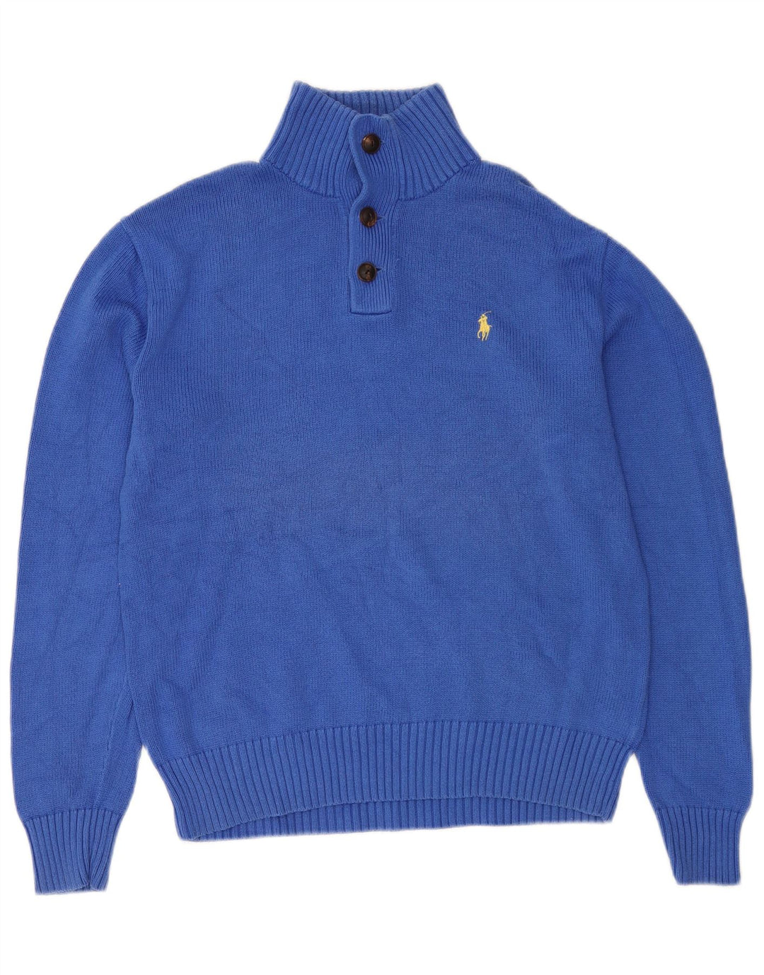 Мужской джемпер на пуговицах POLO RALPH LAUREN, хлопковый свитер среднего размера синего цвета