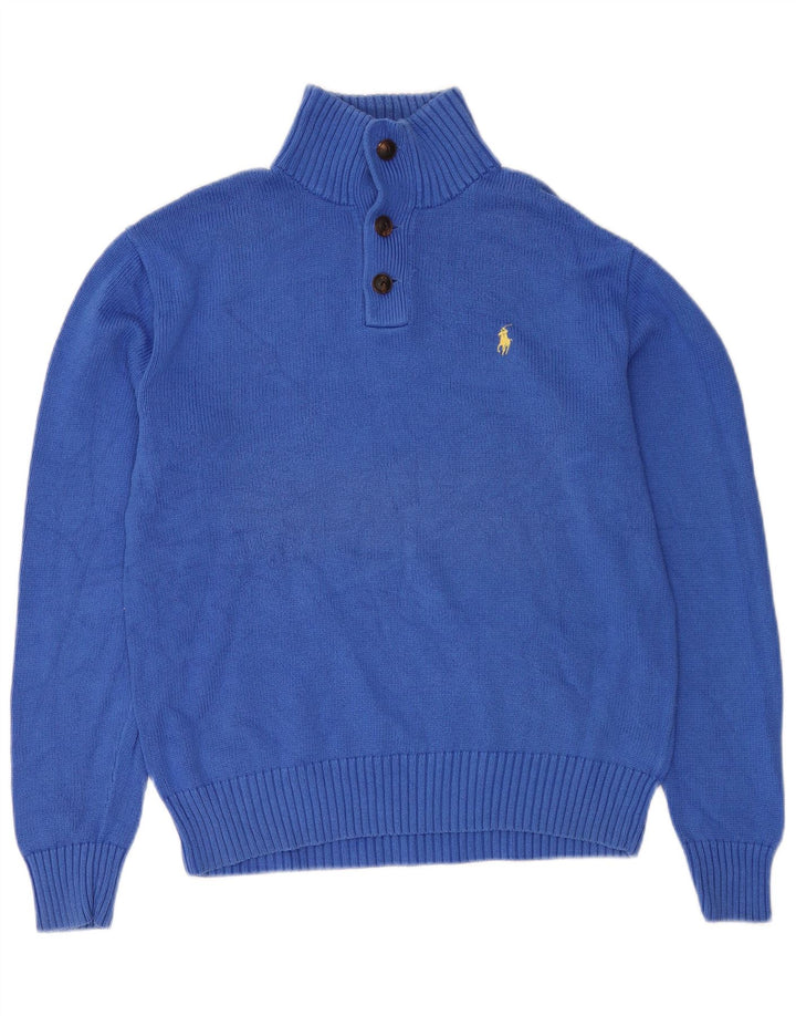 Мужской джемпер на пуговицах POLO RALPH LAUREN, хлопковый свитер среднего размера синего цвета