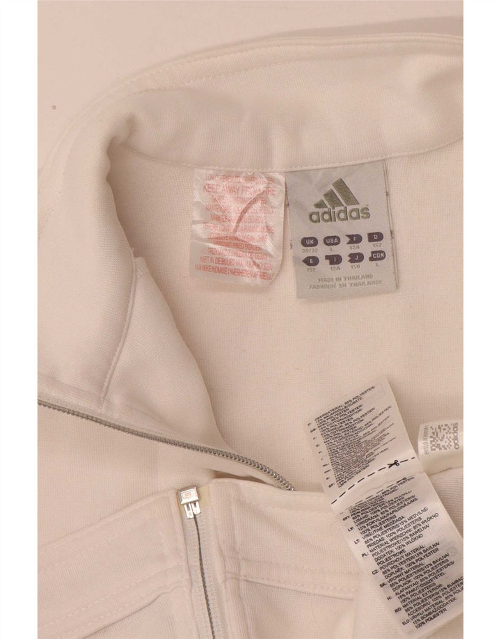 Спортивный костюм Adidas для девочек с графическим рисунком, верхняя куртка 11-12 лет, белый полиэстер