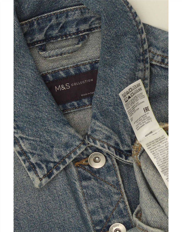 Женская джинсовая куртка Marks & Spencer UK 10, маленькая, синяя, хлопок