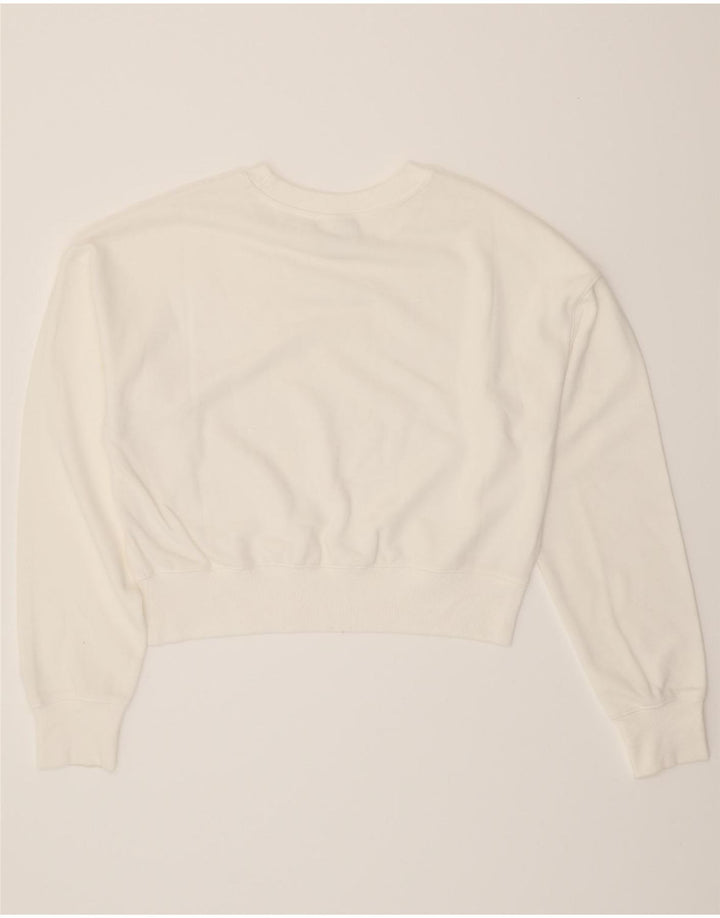 CHAMPION Womens Crop Sweatshirt Jumper UK 14 Medium White Vintage Champion and Second-Hand Champion from Messina Hembry 