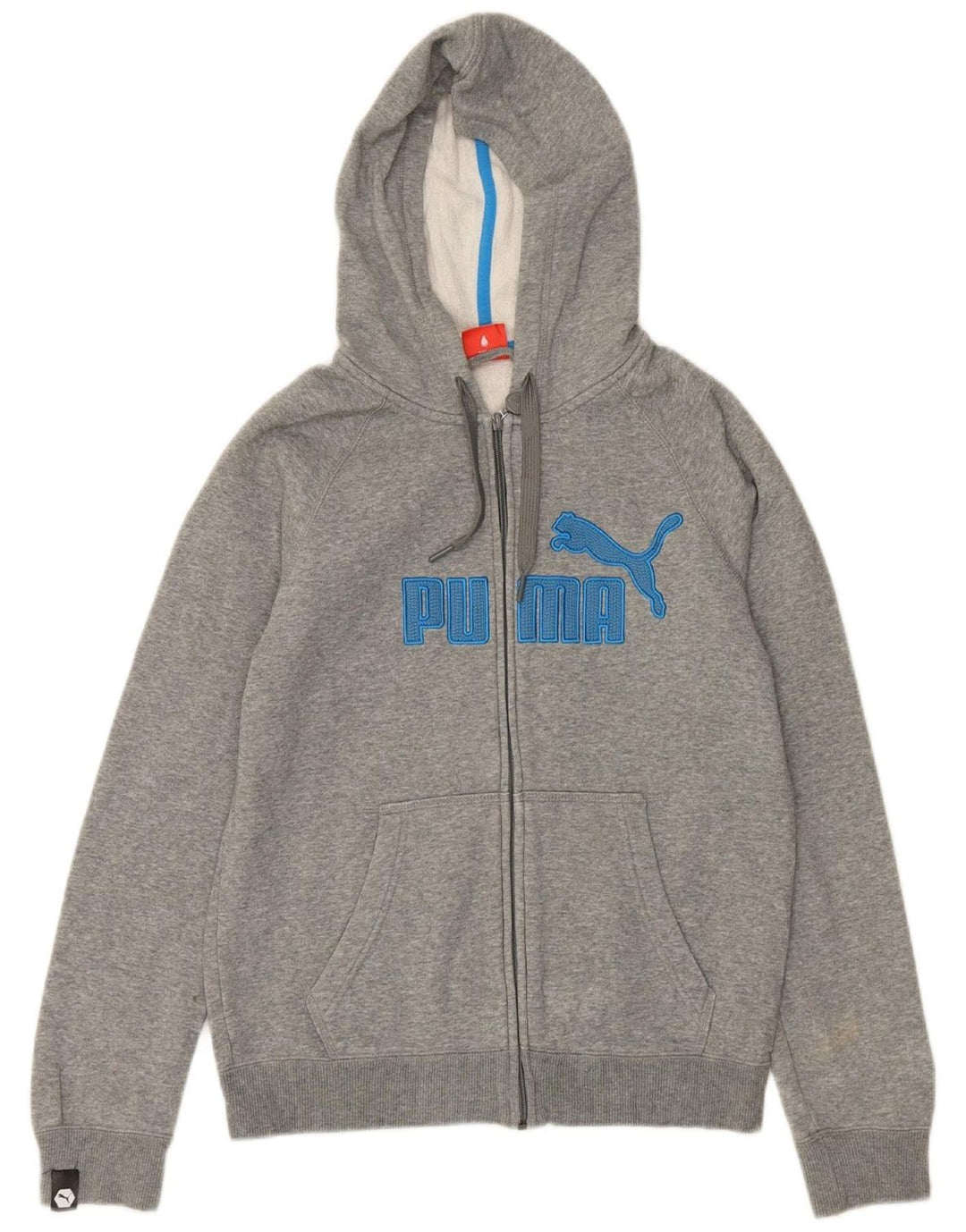 PUMA Mens Graphic Zip Hoodie Sweater Small Grey Cotton