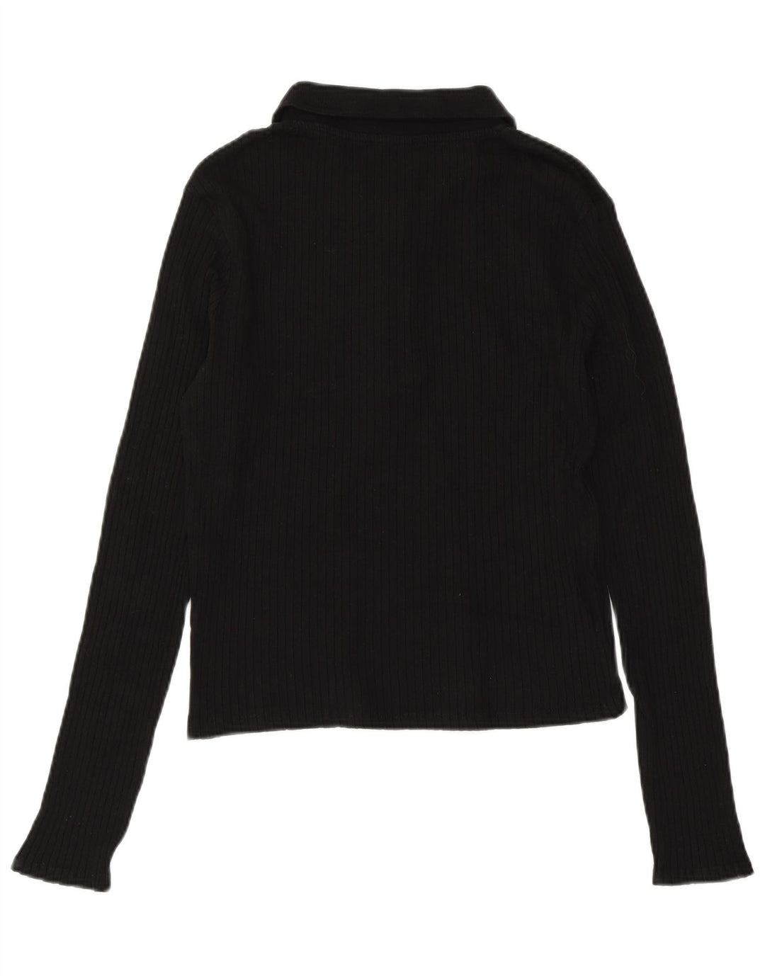 Женская укороченная рубашка поло с длинным рукавом ZARA UK 14, большой черный хлопок