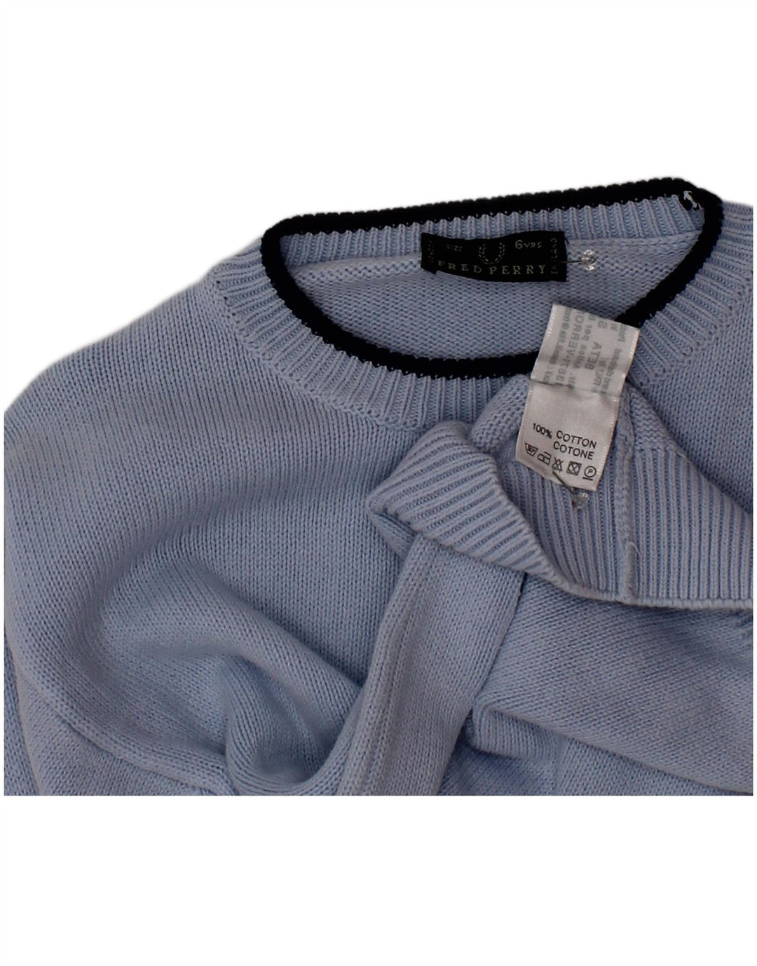 Джемпер с круглым вырезом для мальчиков Fred Perry, синий хлопковый свитер 5–6 лет