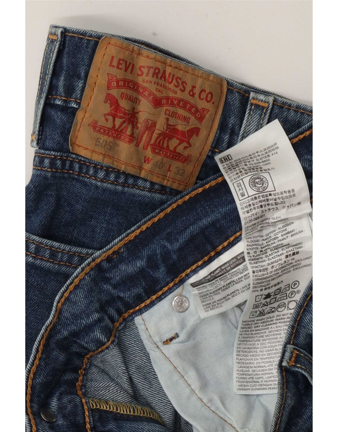 Мужские прямые джинсы Levi's 505 W40 L32 синие, хлопок