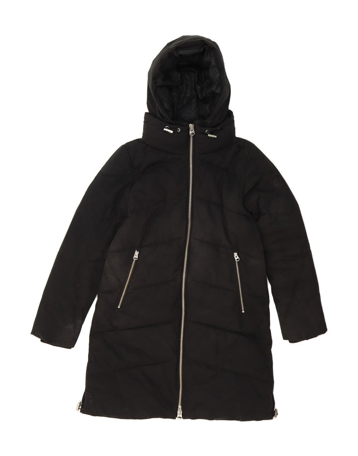 CALVIN KLEIN Womens Hooded Padded Coat UK 6 XS Black Polyester Vintage Calvin Klein and Second-Hand Calvin Klein from Messina Hembry 