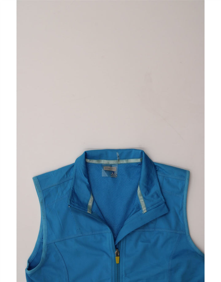 ATHLETA Womens Graphic Sleeveless Tracksuit Top Jacket UK 10 Small Blue Vintage Athleta and Second-Hand Athleta from Messina Hembry 