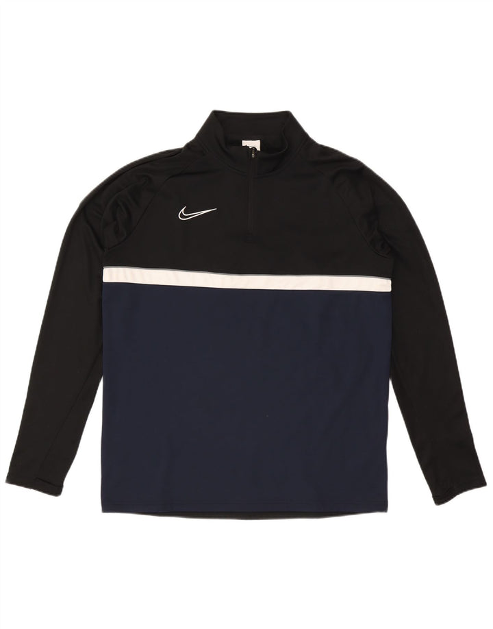 Мужской пуловер с воротником на молнии Nike Dri Fit, большой черный цветной блок