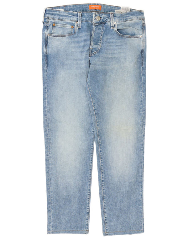 Мужские потертые зауженные джинсы Jack & Jones W34 L29, синие, хлопок