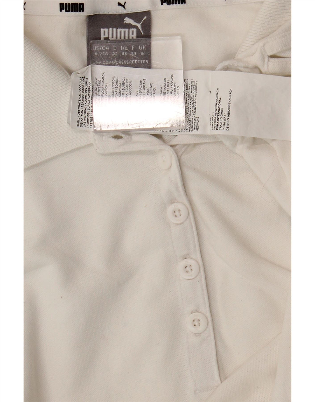 PUMA Womens Polo Shirt UK 16 Large  White Cotton