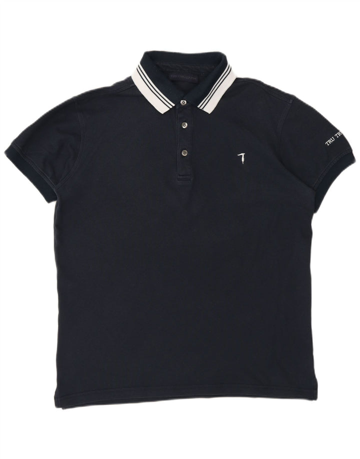 TRUSSARDI Mens Polo Shirt Medium Navy Blue