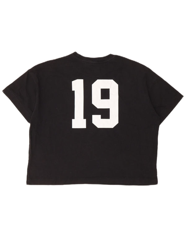 Женская укороченная футболка оверсайз с рисунком CHAMPION UK 10, маленькая, черная