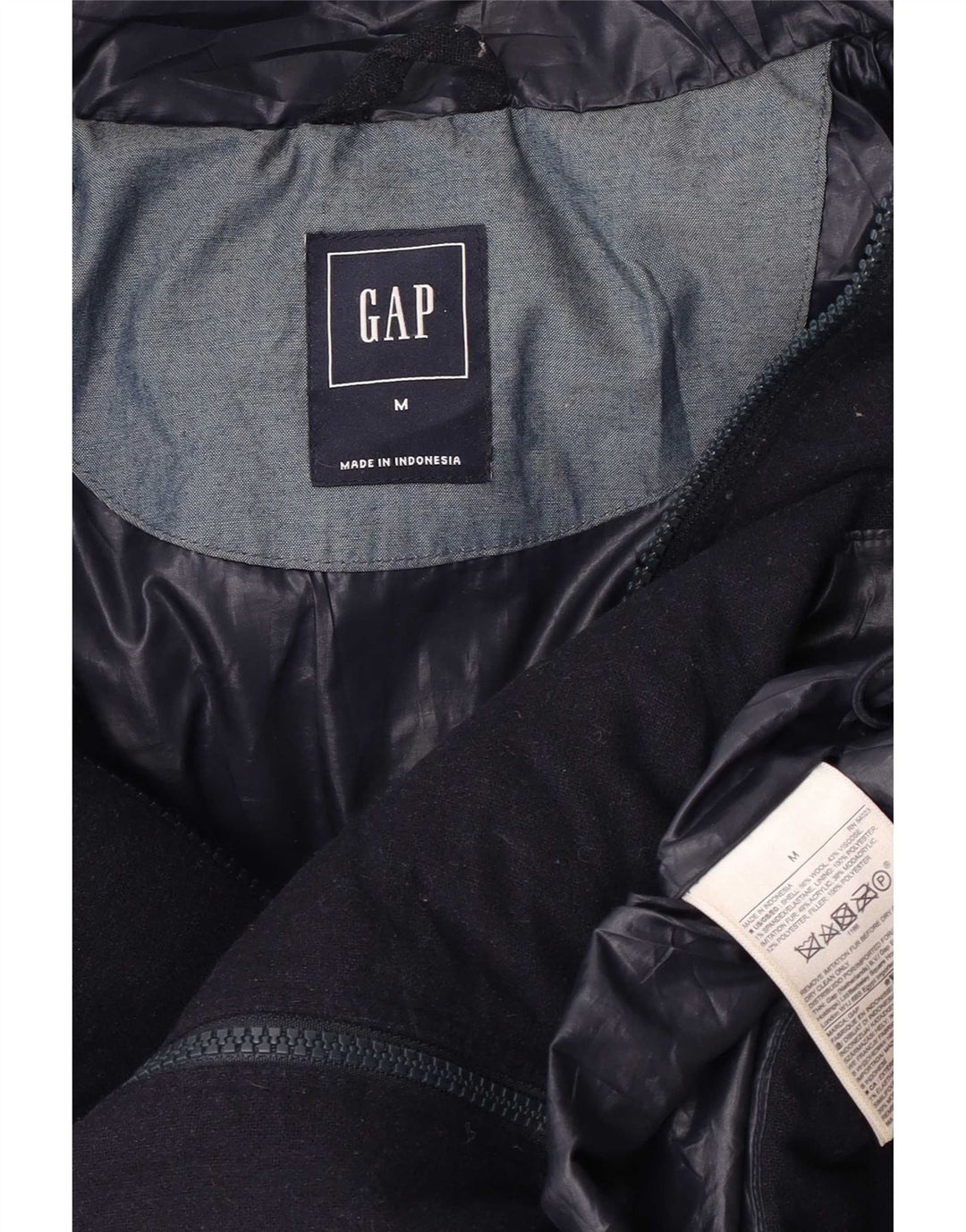 Женская стеганая куртка Gap с капюшоном UK 14, средний темно-синий, шерсть