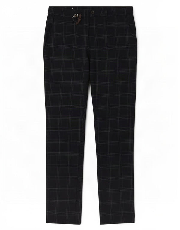 Мужские брюки-чиносы Zara EU 38 Small W30 L29 Темно-синие брюки в клетку из полиэстера