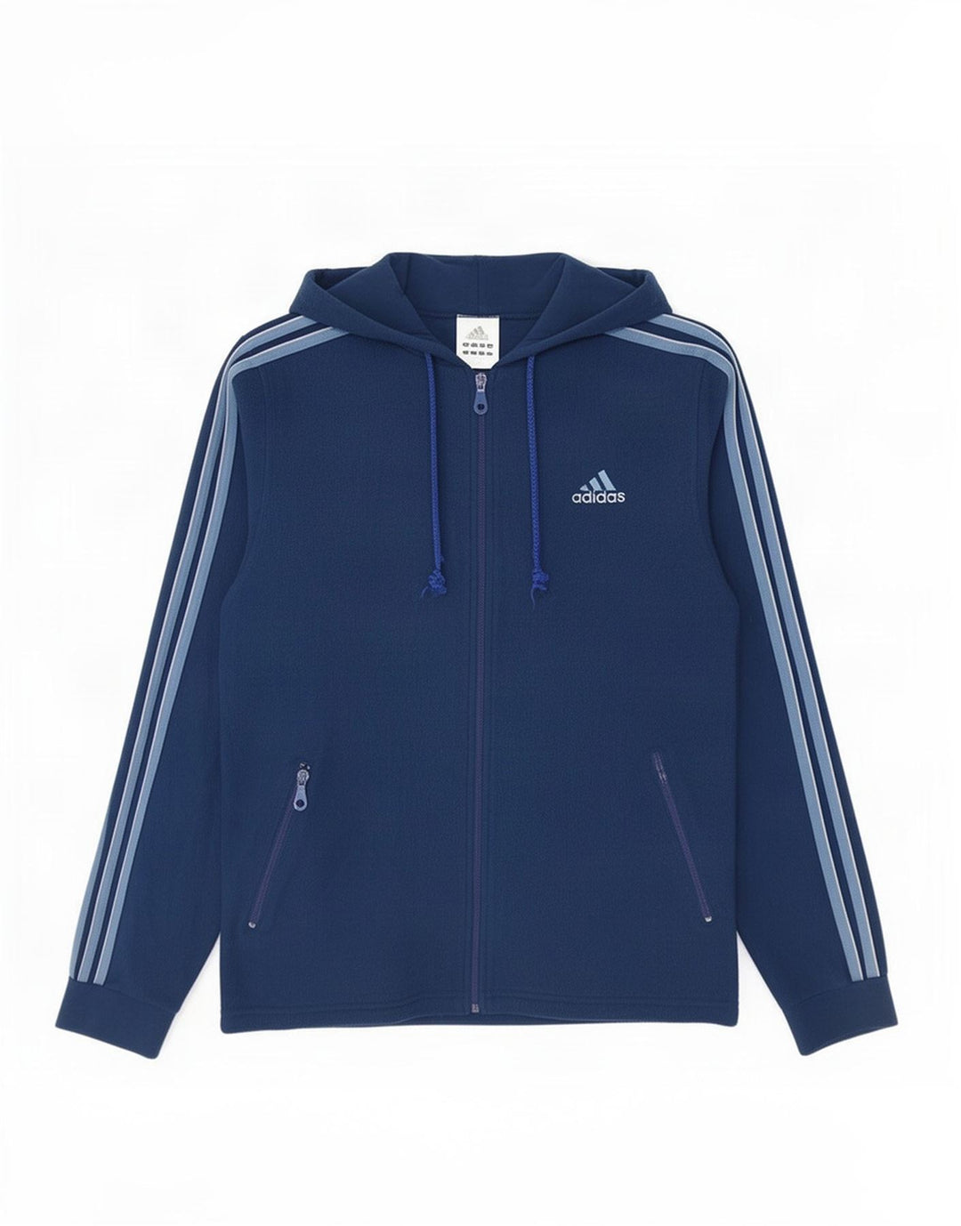 Мужская флисовая куртка Adidas с капюшоном UK 34/36, маленькая, темно-синяя, полиэстер